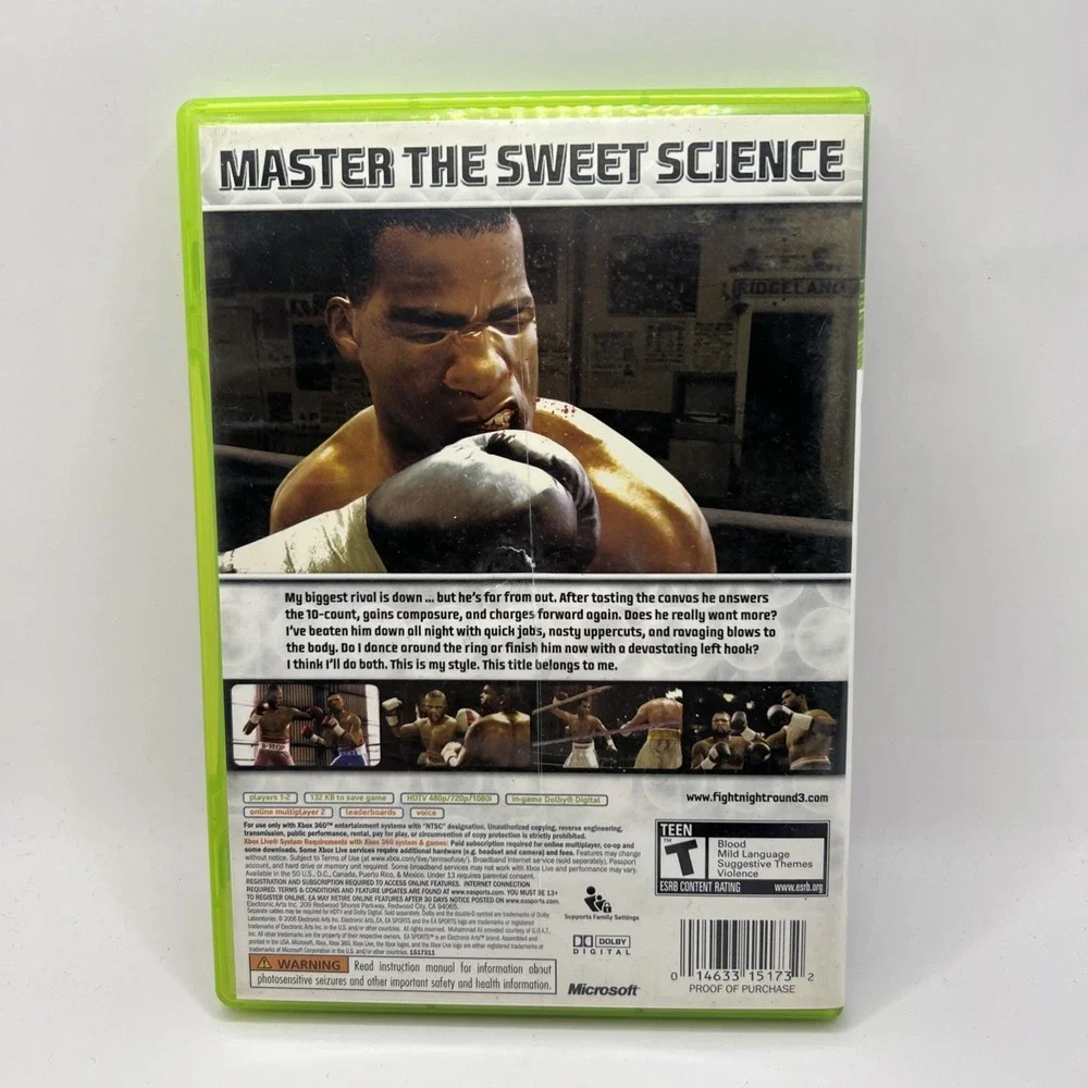 Fight Night Round 3 (Microsoft Xbox 360, 2006) Complete With Manuel